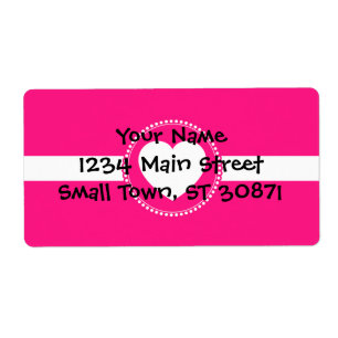 Etiqueta Coração Branco Bonito em Círculo Escalado a Rosa Q