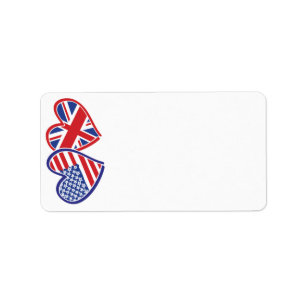 Etiqueta Coração BRITÂNICO da bandeira dos EUA