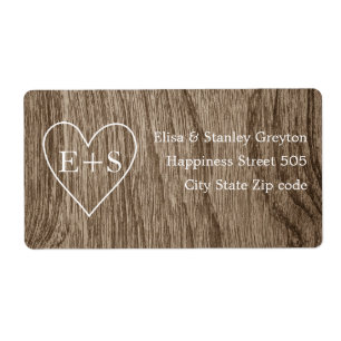 Etiqueta Coração com iniciais de casamento rústico de grãos