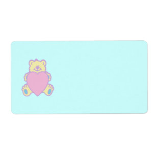 Etiqueta Coração de Amor de Urso Bonito