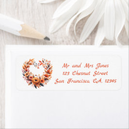 Etiqueta Coração em Forma de Watercolor Floral (Wreath Flor