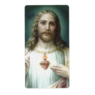 Etiqueta Coração Religioso de Jesus Oração Vintage Clássico