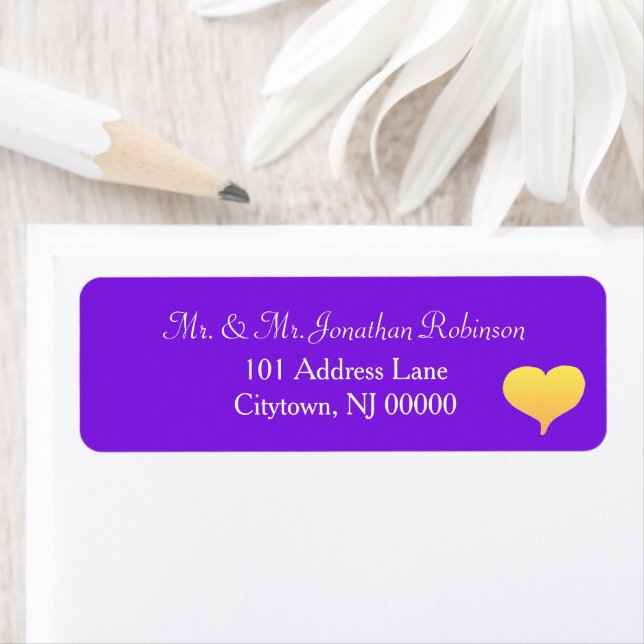 Etiqueta Coração Violeta Casamento Pôr do Sol (Insitu)