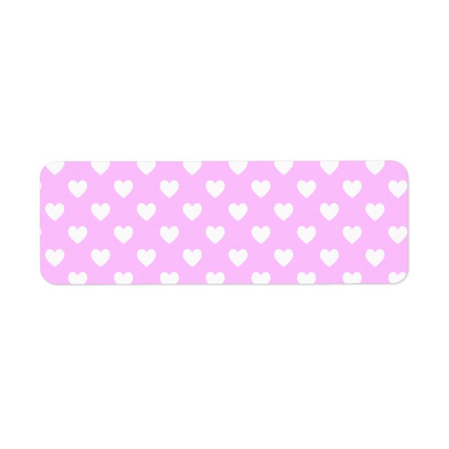 Etiqueta Corações de bolinhas rosa e branco (Frente)