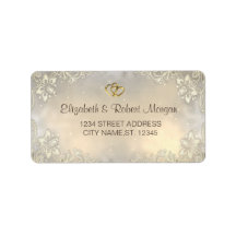 Corações de Ouro Elegantes Renda Casamento