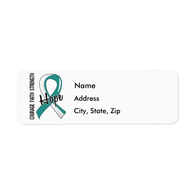 Etiqueta Coragem Fé Esperança 5 Cancer Cervical (Frente)