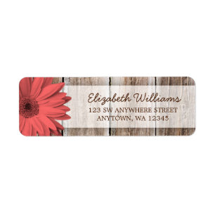 Etiqueta Coral Daisy Rustic Barn Wood