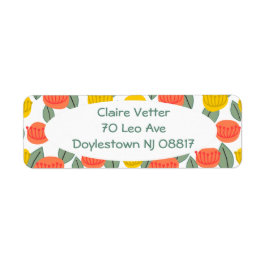 Etiqueta Coral e Flores Douradas