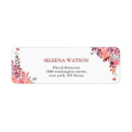 Etiqueta Coral E Peach Watercolor Endereço De Casamento Flo