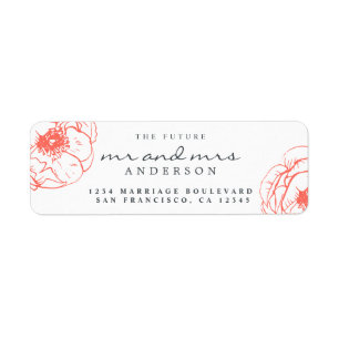 Etiqueta Coral Floral Future Mr. Wedding Return Endereço