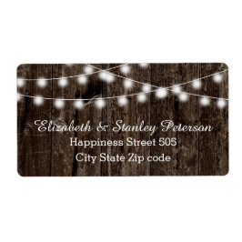 Etiqueta Corda de luzes no casamento de madeiras velhas