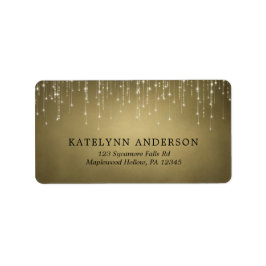 Etiqueta Corda Esmagadora Elegante Luz Dourada Casamento