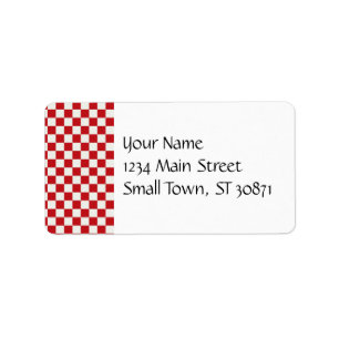 Etiqueta Cores Checkered vermelhas e brancas do CHURRASCO