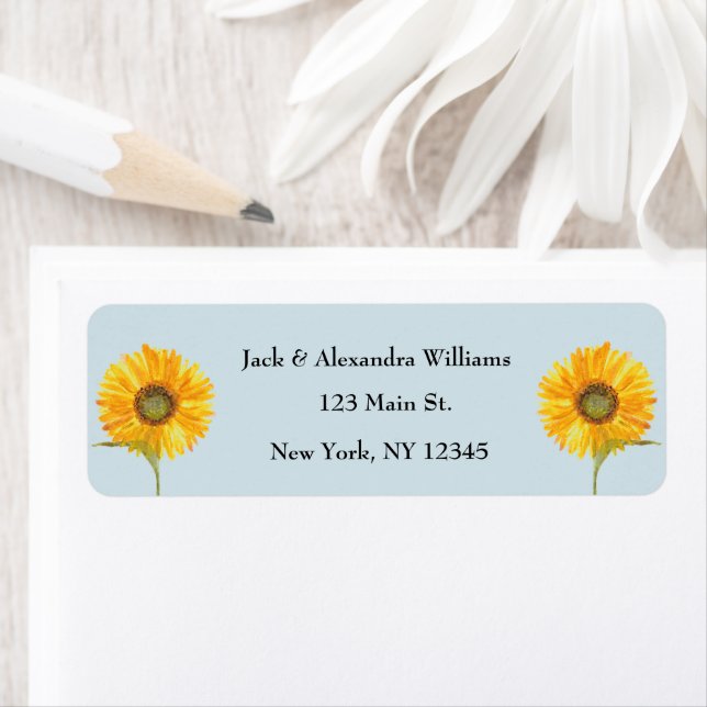 Etiqueta Cores d'água Elegante Girassol Dusty Blue (Insitu)