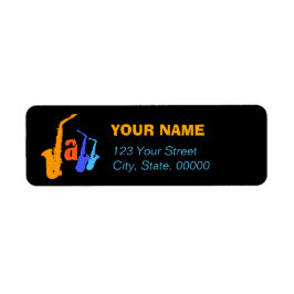 Etiqueta Cores do Jazz Sax Illustration Return Address L 2
