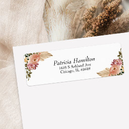 Etiqueta Cores Neutras Chic Boho Floral Casamento