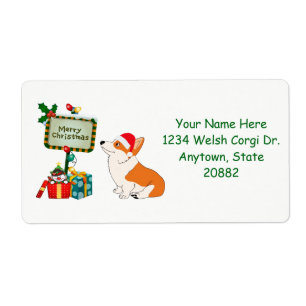 Etiqueta Corgi do Natal com sinal