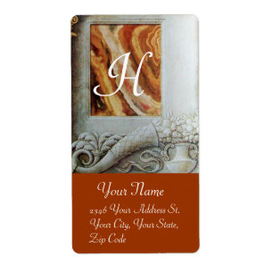 Etiqueta CORNUCOPIA MONOGRAM, cinza negra e branca, castanh