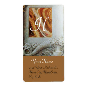 Etiqueta CORNUCOPIA MONOGRAM, cinza negra e branca, castanh