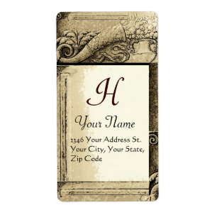 Etiqueta CORNUCOPIA MONOGRAM, cinzas pretas e brancas