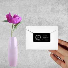 Etiqueta Coroa branca monograma no endereço de retorno pret