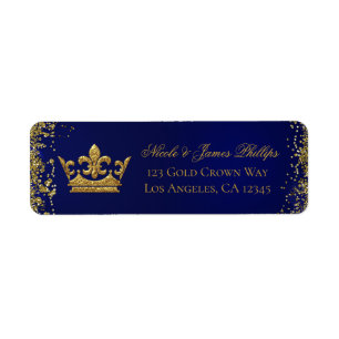 Etiqueta Coroa de Casamento Aniversário Brilho Azul Real e