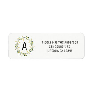 Etiqueta Coroa de Folha Verde Botânica Dourada Casamento Rú