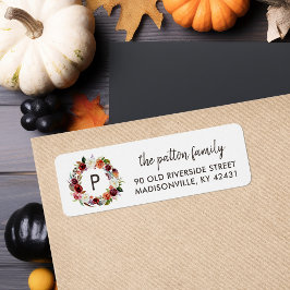 Etiqueta Coroa de Monograma de Endereço de Retorno de Outon