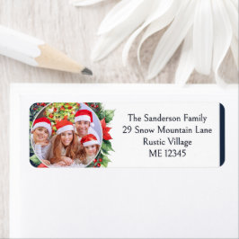 Etiqueta Coroa de Natal Festiva com Foto Personalizada