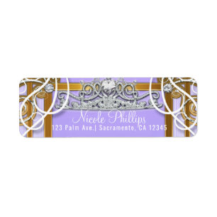 Etiqueta Coroa de Princesa de Ouro Roxo Carruagem Doce Fest