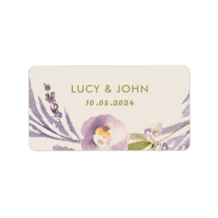Etiqueta Coroa Floral Vintage Casamento Lavanda Lilás
