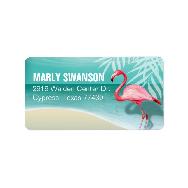 Etiqueta Correio de praia Flamingo | aqua (Frente)