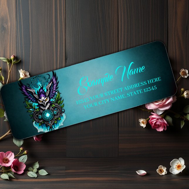 Etiqueta Coruja com elementos mágicos. (Criador carregado)