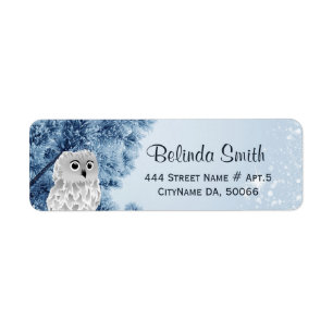 Etiqueta Coruja-de-inverno-branca-azul