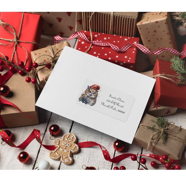 Etiqueta Coruja Invernal Encantada, personalizada (Criador carregado)