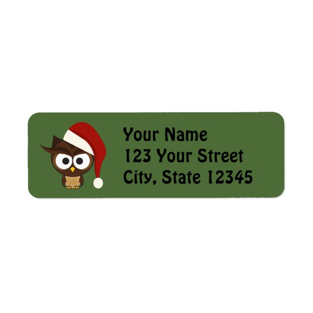 Etiqueta Coruja Irritada vestindo o Chapéu Santa (Frente)