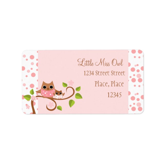 Etiqueta Corujas Rosa Mama e Bebê (Frente)