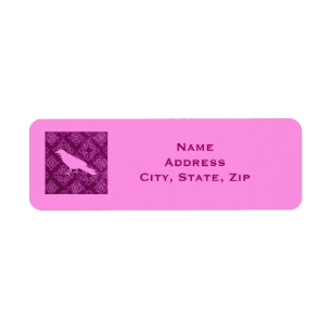 Etiqueta Corvo cor-de-rosa e damasco roxo personalizado