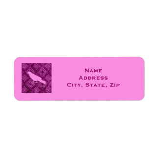 Etiqueta Corvo cor-de-rosa e damasco roxo personalizado