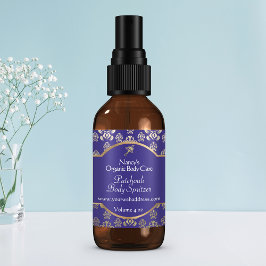 Etiqueta cosmética de folha marinho azul e dourada