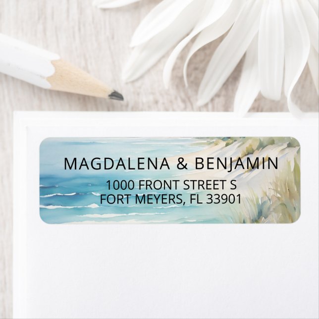 Etiqueta Costeira Oceânica De Aquarela No Casamento De Prai (Insitu)