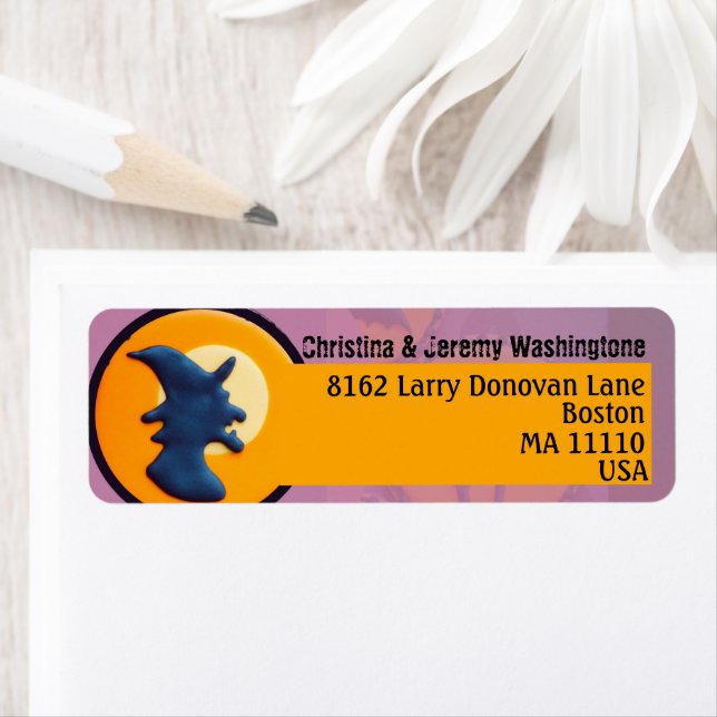 Etiqueta Costume de bruxa das bruxas de Halloween, púrpura  (Insitu)