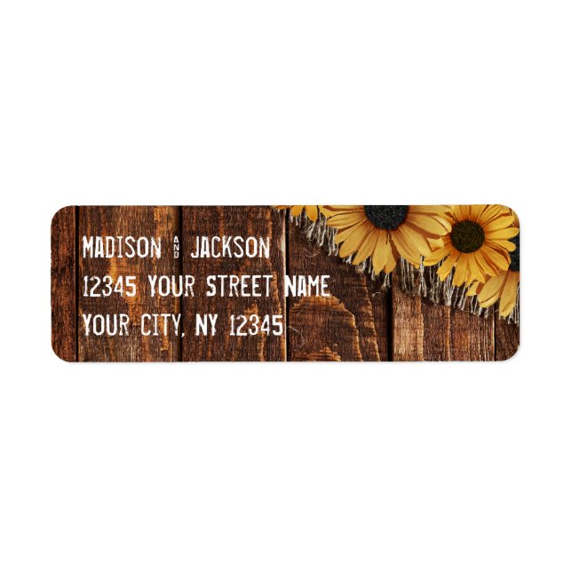 Etiqueta Country Rustic Wood Burlap Endereço De Devolução D (Frente)