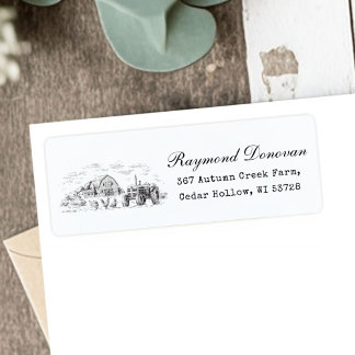 Etiqueta Countryside Rustic Barn Farmhouse Return Address
