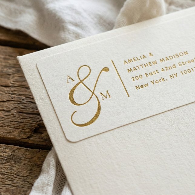 Etiqueta Couple Monogram Ampersad White Address Label (Criador carregado)