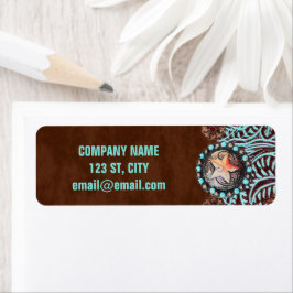 Etiqueta couros e peles castanhos-turquesa, de países ocide