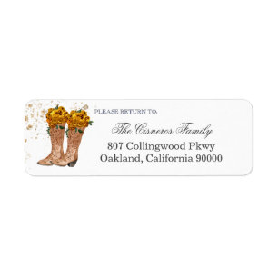 Etiqueta Cowboy Boots Yellow Roses Rustic Endereço de Devol
