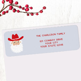 Etiqueta Cowboy Santa Claus Christmas Return Address