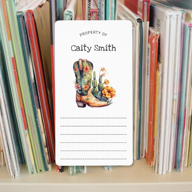 Etiqueta Cowgirl Boots orange floral cactus property of  (Criador carregado)