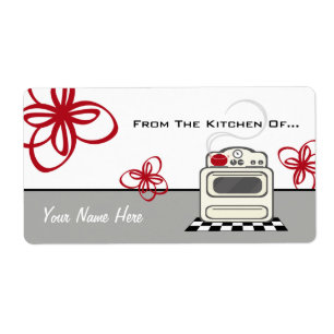 Etiqueta Cozinha Vermelha De Retro Estiva Da Cozinha De...